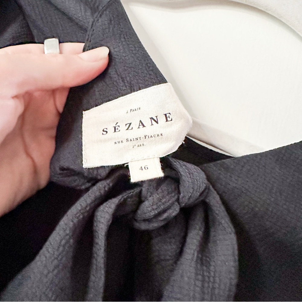Sezane Daria Dress Midi Noir Black Size 46 US 14 - Picture 3 of 8